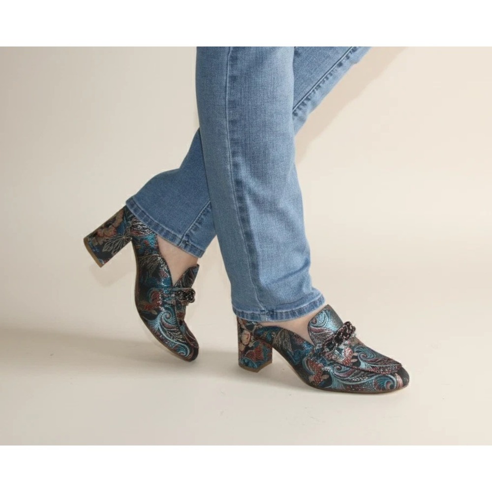 Enzo Angiolini GILIAN Asian Inspired Floral Slide Mule Shoes US 7.5 Women's shoe